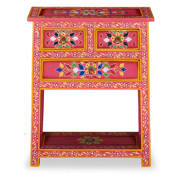 Sideboard mit Schubladen Massivholz Mango Rosa Handbemalt