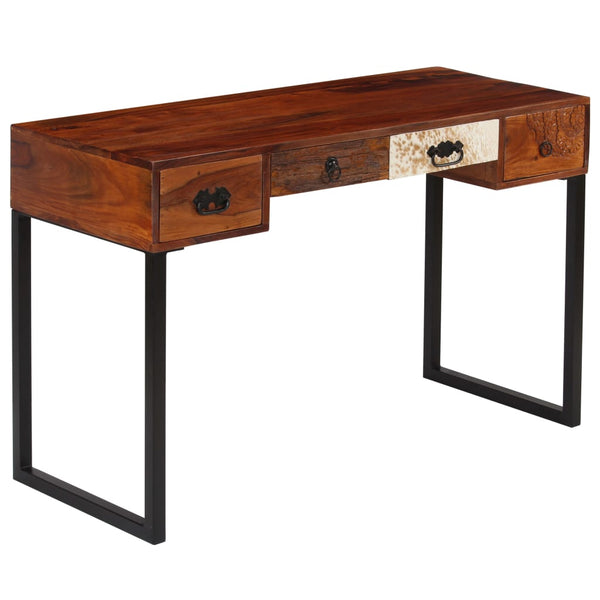 Schreibtisch Massivholz Akazie und Echtleder 117x50x76 cm