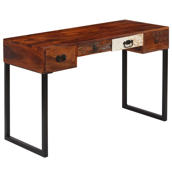 Schreibtisch Massivholz Akazie und Echtleder 117x50x76 cm