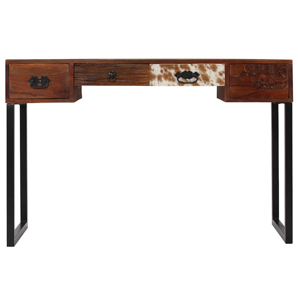 Schreibtisch Massivholz Akazie und Echtleder 117x50x76 cm