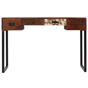 Schreibtisch Massivholz Akazie und Echtleder 117x50x76 cm