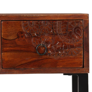 Schreibtisch Massivholz Akazie und Echtleder 117x50x76 cm