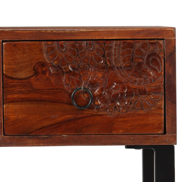 Schreibtisch Massivholz Akazie und Echtleder 117x50x76 cm