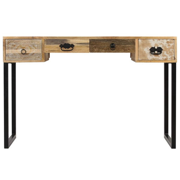 Schreibtisch Mangoholz Massiv und Echtleder 117x50x76 cm