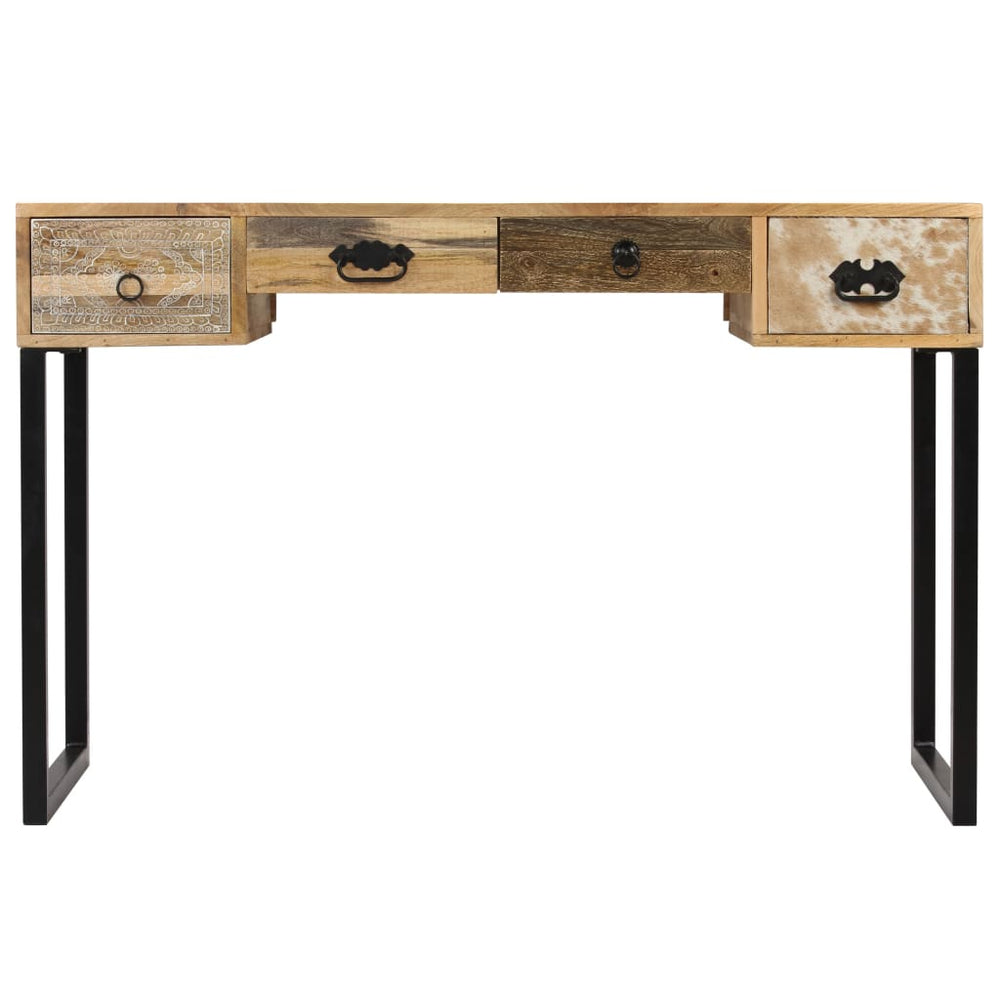 Schreibtisch Mangoholz Massiv und Echtleder 117x50x76 cm