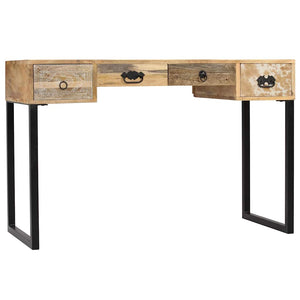 Schreibtisch Mangoholz Massiv und Echtleder 117x50x76 cm