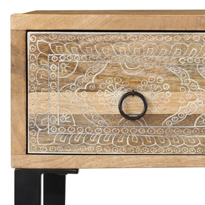 Schreibtisch Mangoholz Massiv und Echtleder 117x50x76 cm