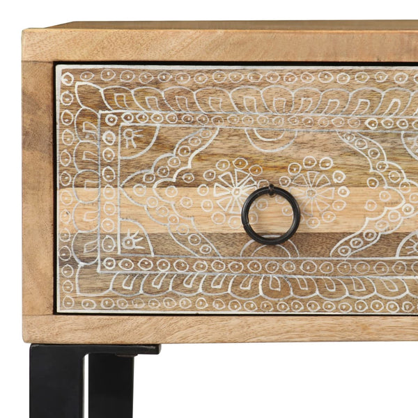 Schreibtisch Mangoholz Massiv und Echtleder 117x50x76 cm