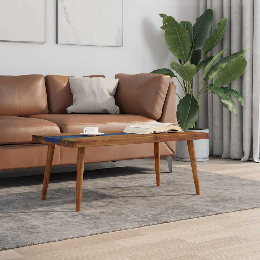 vidaXL Table basse teck résine 100x50x40 cm