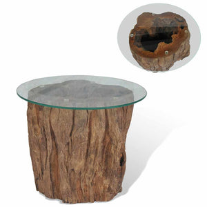 vidaXL Table basse en teck et verre 50x40 cm