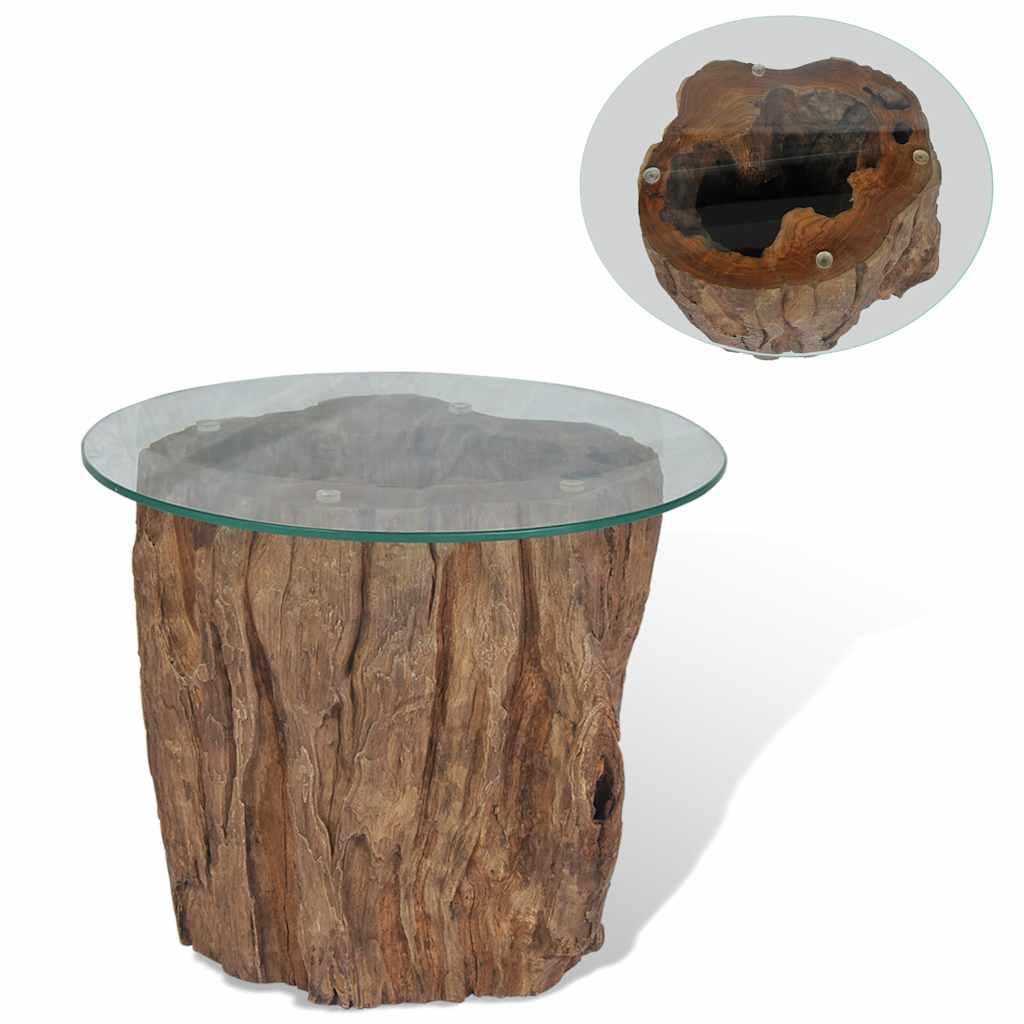 vidaXL Table basse en teck et verre 50x40 cm