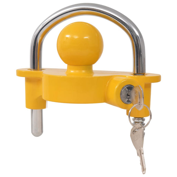 vidaXL Antivol de remorque 2 clés Acier et alliage d'aluminium Jaune