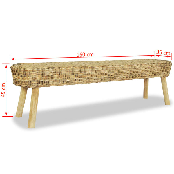 Flurbank 160 x 35 x 45 cm Rattan Natur