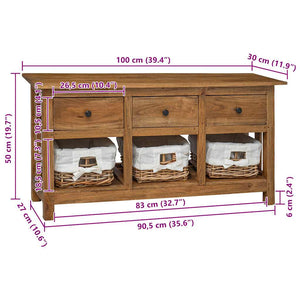 Sideboard Massives Mahagoniholz 100x30x50 cm
