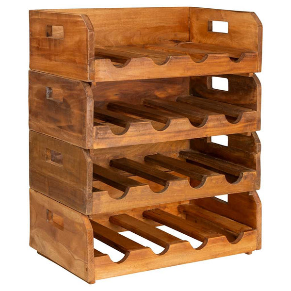 vidaXL Casier à vin 4 pcs pour 16 bouteilles Bois d'acajou massif