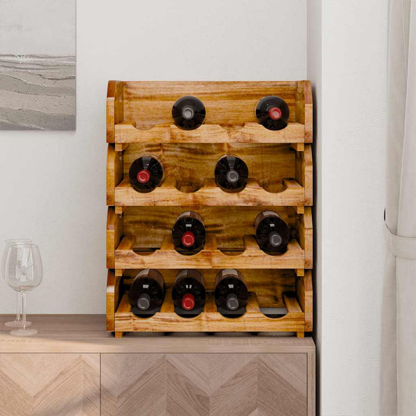 vidaXL Casier à vin 4 pcs pour 16 bouteilles Bois d'acajou massif