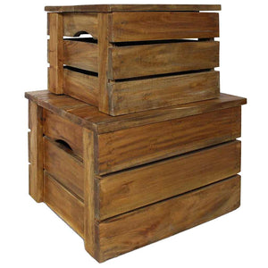 vidaXL Lot de 2 caisses de rangement en bois d'acajou massif