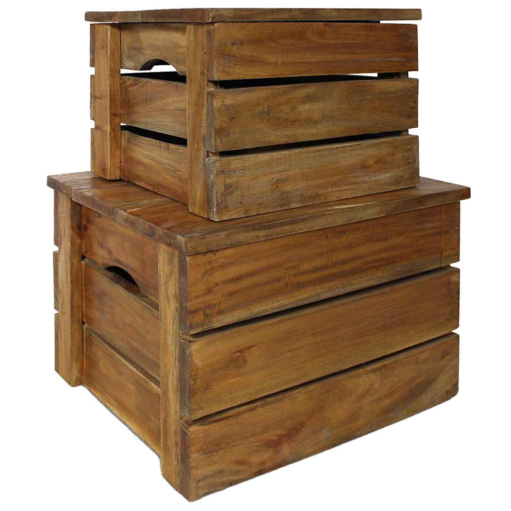 vidaXL Lot de 2 caisses de rangement en bois d'acajou massif