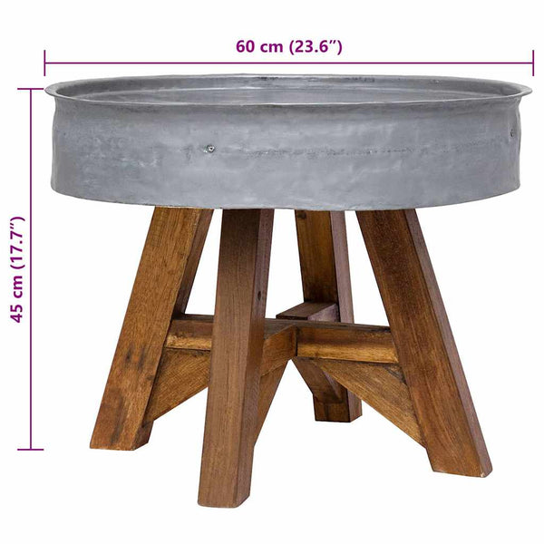 vidaXL Table basse en bois de récupération massif 60x45 cm Argenté