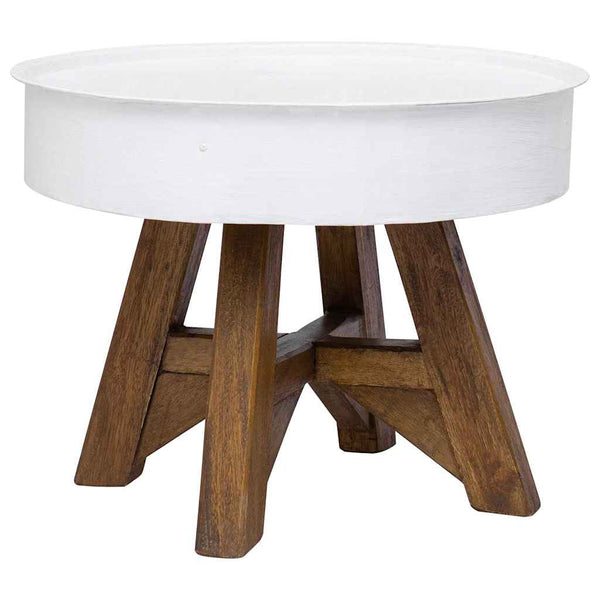 Couchtisch Altholz Massiv 60x45 cm Weiß