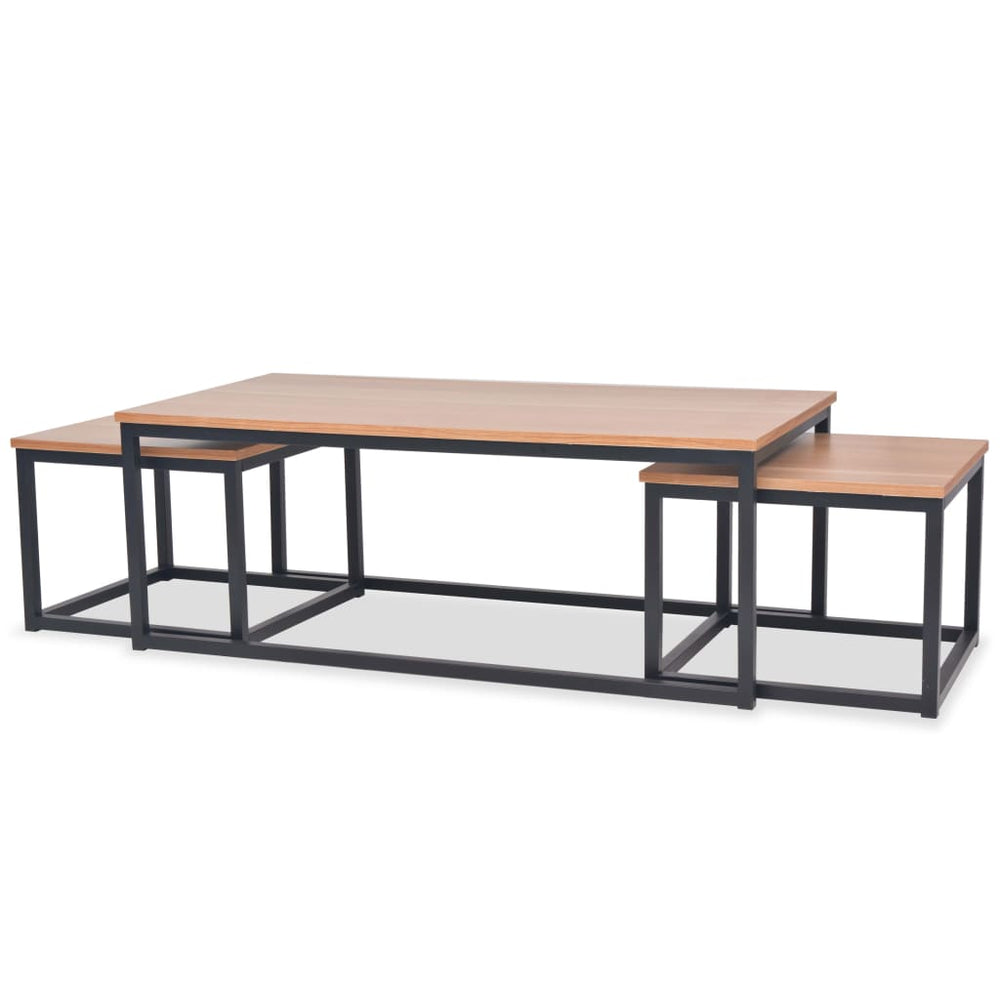 vidaXL Table basse 3 pcs Bois de frêne