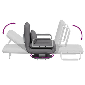 vidaXL Fauteuil pivotant convertible en tissu gris foncé