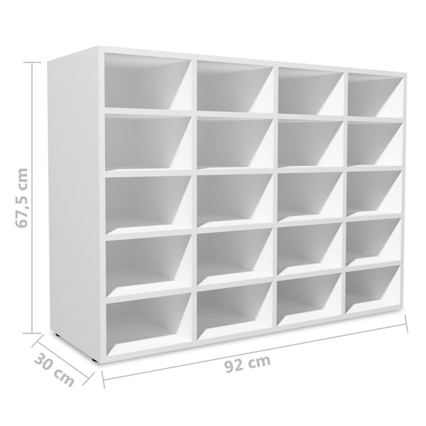 Schuhregal Holzwerkstoff 92x30x67,5 cm Weiß