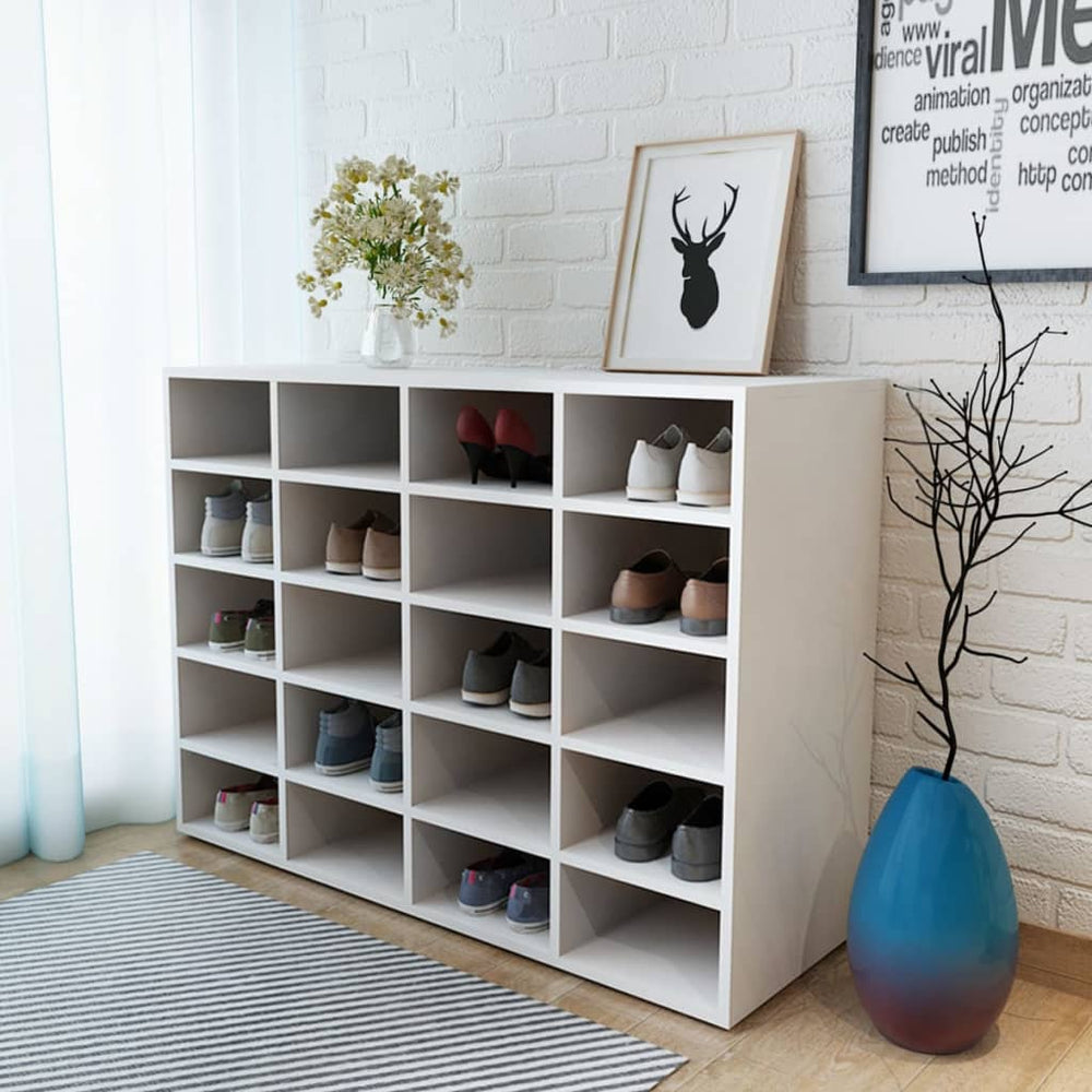 Schuhregal Holzwerkstoff 92x30x67,5 cm Weiß