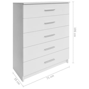 Schubladenschrank Holzwerkstoff 71x35x106 cm Weiß
