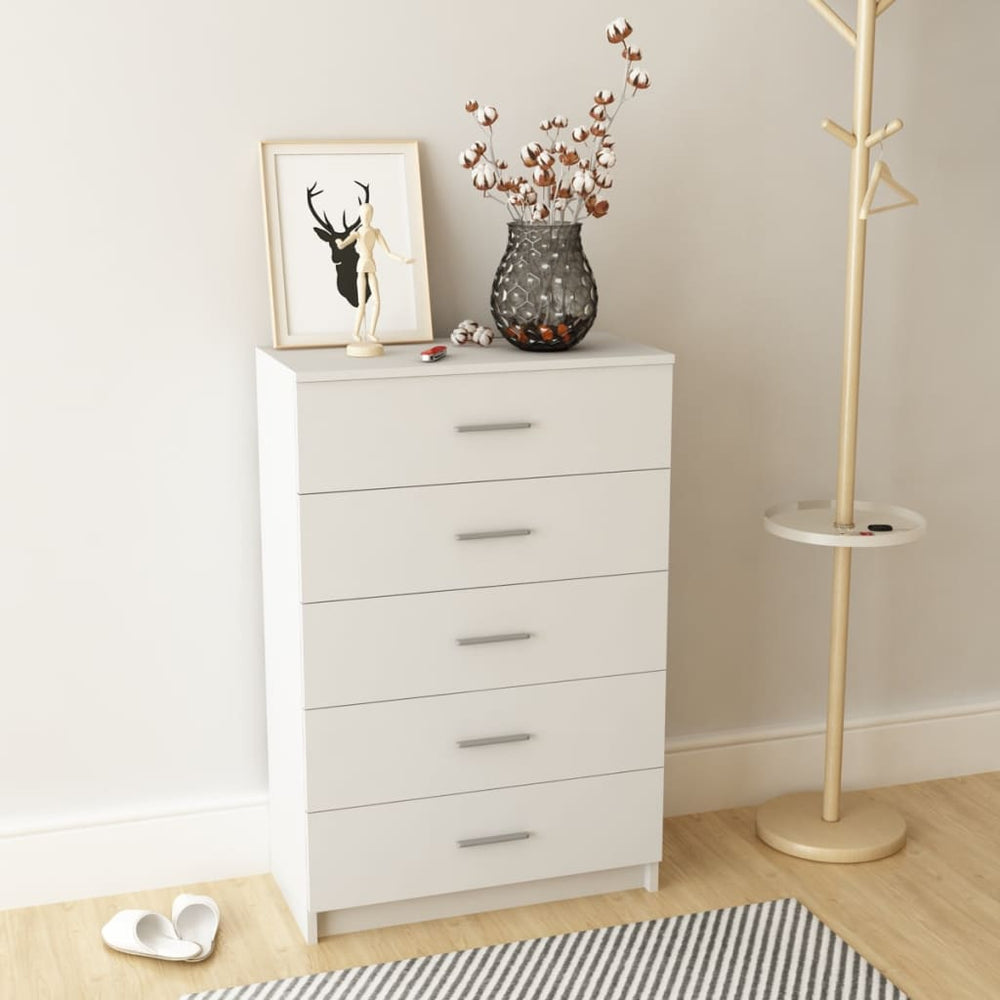 Schubladenschrank Holzwerkstoff 71x35x106 cm Weiß