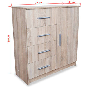 vidaXL Commode en bois d'ingénierie 79x35x88 cm aspect chêne