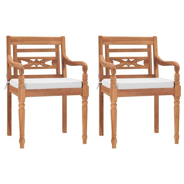 Batavia Stühle 2er Set Teakholz mit Kissen