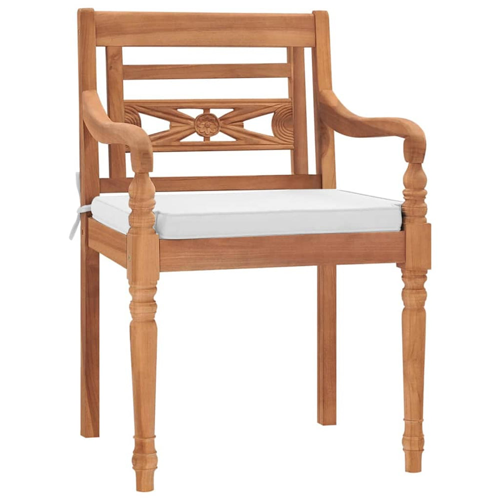 Batavia Stühle 2er Set Teakholz mit Kissen