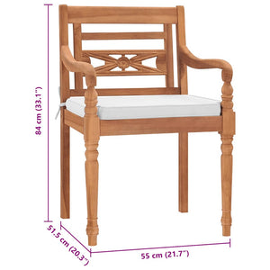 Batavia Stühle 2er Set Teakholz mit Kissen
