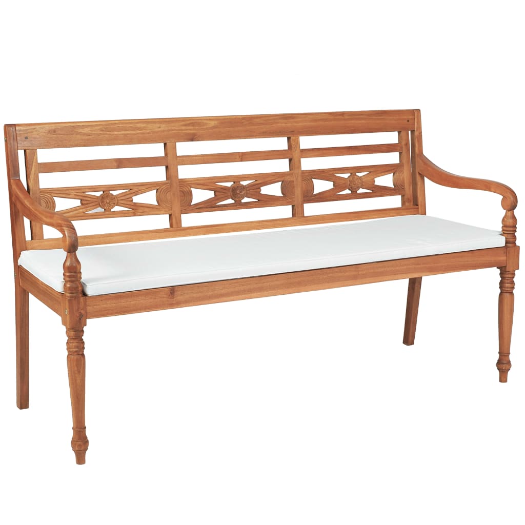Batavia Gartenbank Teak mit Polstern, 150cm