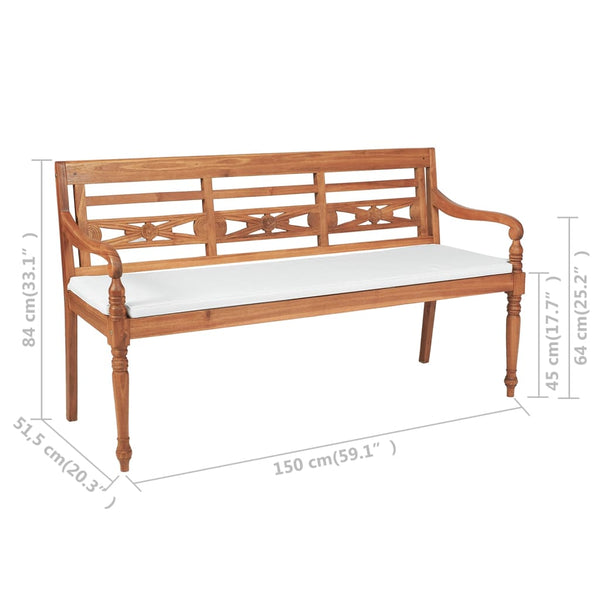 Batavia Gartenbank Teak mit Polstern, 150cm