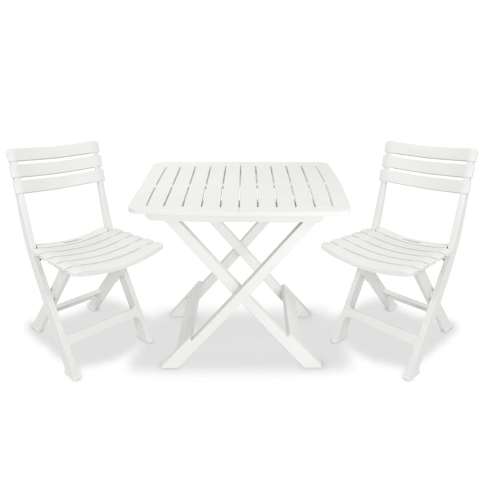 Klappbares Bistro-Set, 3-teilig, Weiß