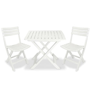Klappbares Bistro-Set, 3-teilig, Weiß