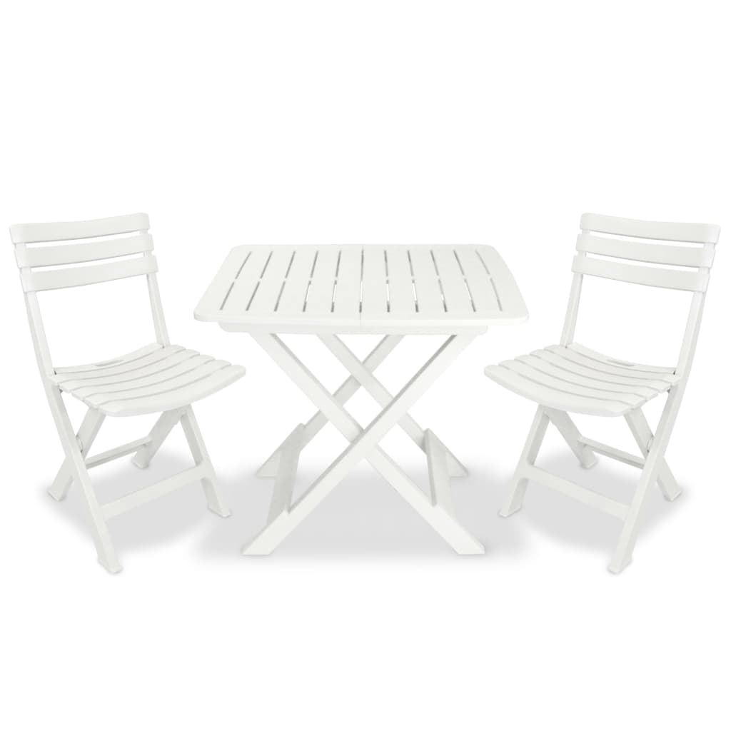 Klappbares Bistro-Set, 3-teilig, Weiß