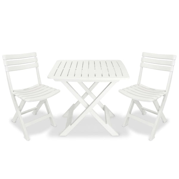 Klappbares Bistro-Set, 3-teilig, Weiß