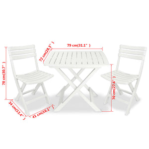 Klappbares Bistro-Set, 3-teilig, Weiß