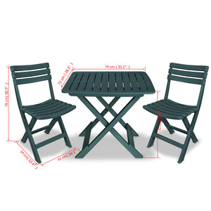 3-tlg. Klappbares Bistro-Set Grün