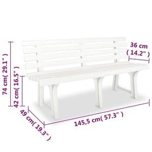 Weiße Gartenbank Kunststoff 145,5 cm