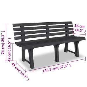 Gartenbank Anthrazit 145,5 cm Kunststoff