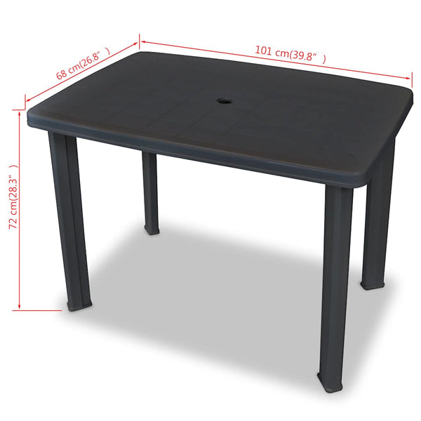 Gartentisch Anthrazit 101x68 cm Kunststoff