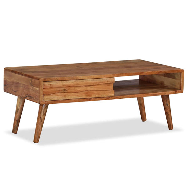 Couchtisch mit Schublade Massivholz Geschnitzt 100x50x40 cm