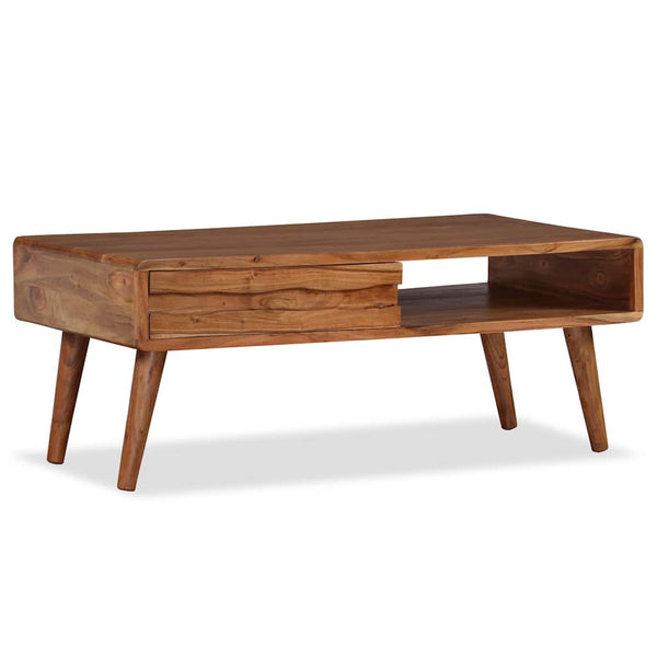 Couchtisch mit Schublade Massivholz Geschnitzt 100x50x40 cm