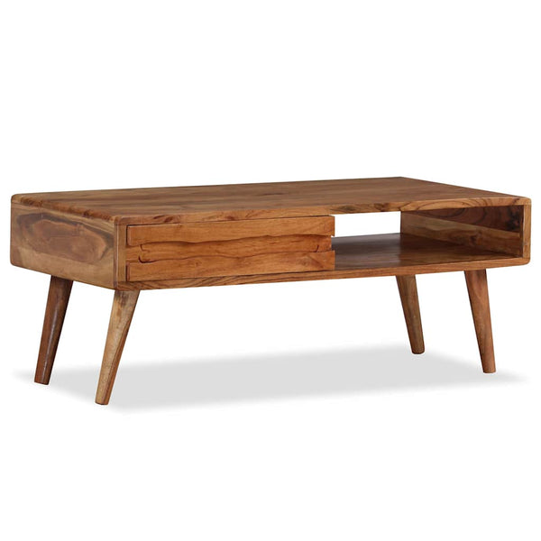 Couchtisch mit Schublade Massivholz Geschnitzt 100x50x40 cm