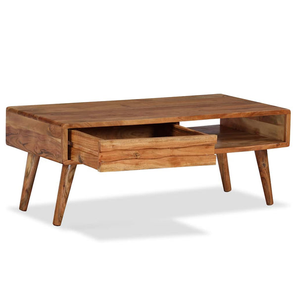 Couchtisch mit Schublade Massivholz Geschnitzt 100x50x40 cm