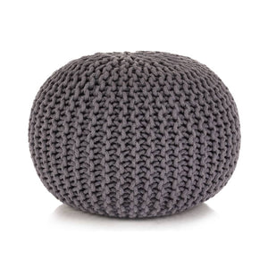 Handgestrickter Pouf Baumwolle 50 x 35 cm Grau